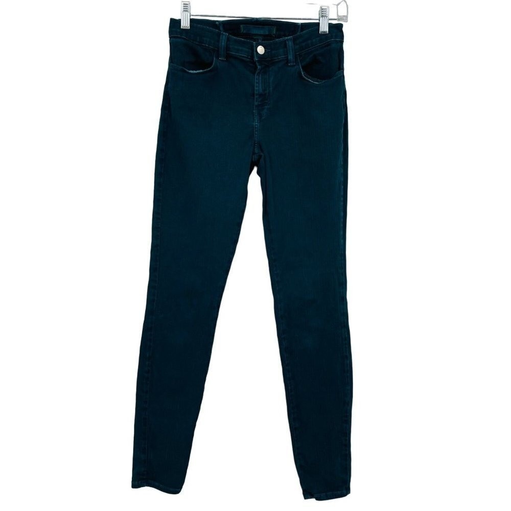 J Brand Super Skinny Jeans Womens 29 Aegean Blu Teal Mid Rise Stretch Denim